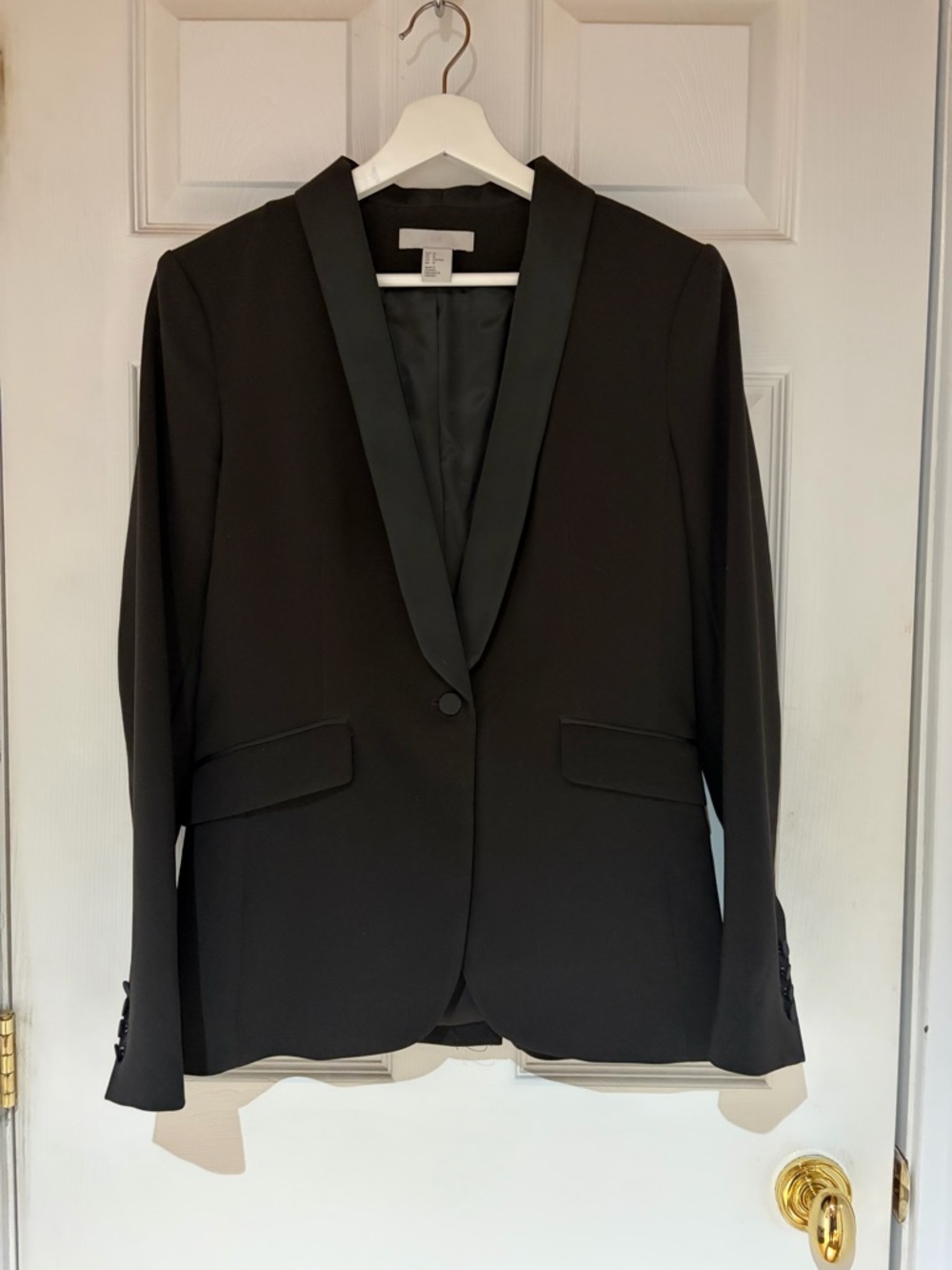 H&M Black Satin-Trim Blazer Jacket